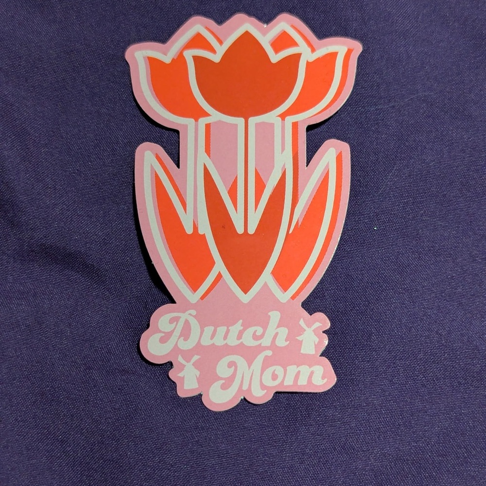 Dutch Mom Sticker | Dutch Bros Pink and Red Tulip Sticker